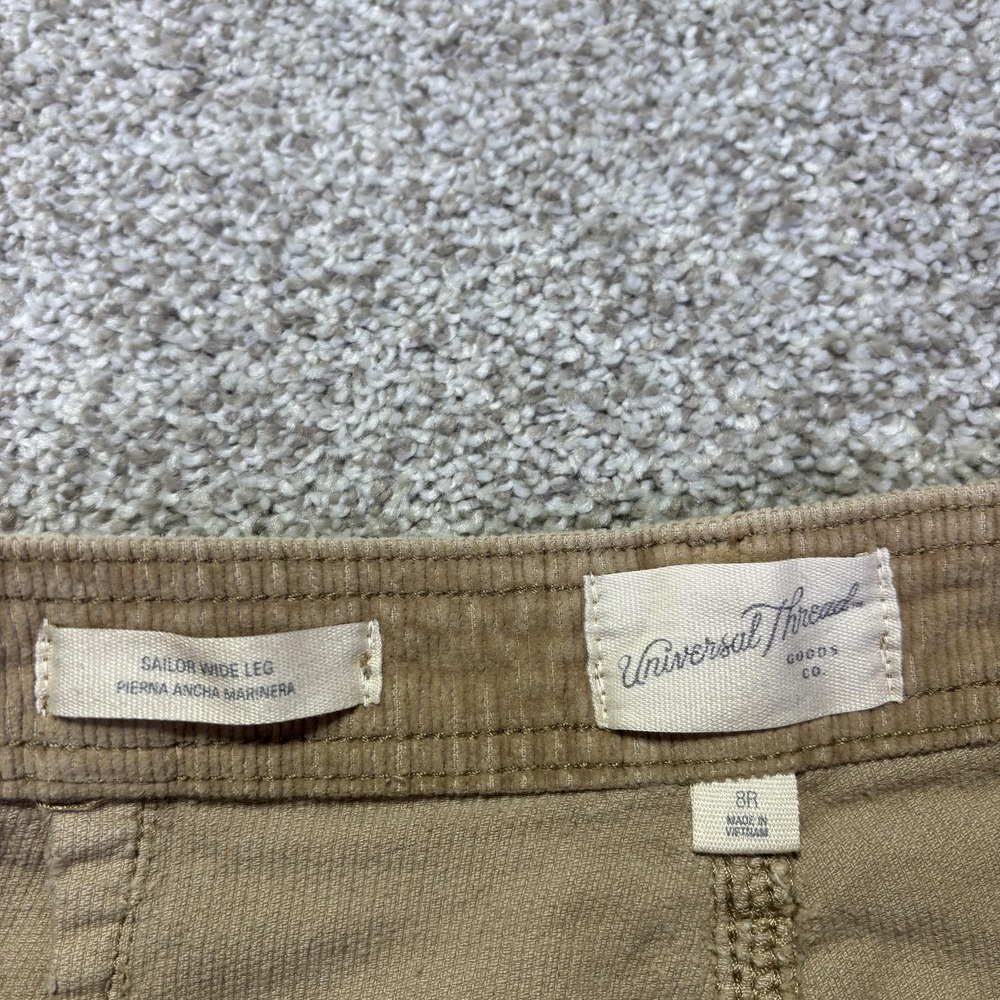 Universal Thread Pants Womens 8 Brown Corduroy Sailor Wide Leg Chino Casual - Picture 6 of 7